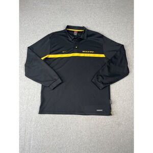 University Of Missouri Tigers Shirt Mens‎ M Black Nike Dri Fit Long Sleeve Polo